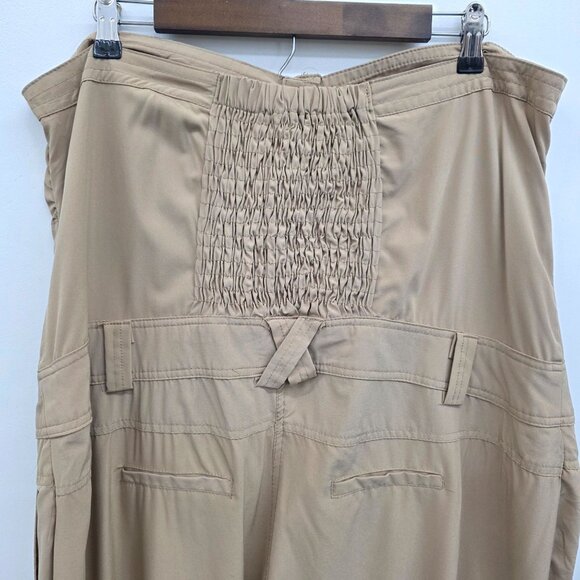 Womens Beige Strapless Button-Front Jumpsuit With Pockets & Elastic Hem Size 2X - Picture 8 of 16